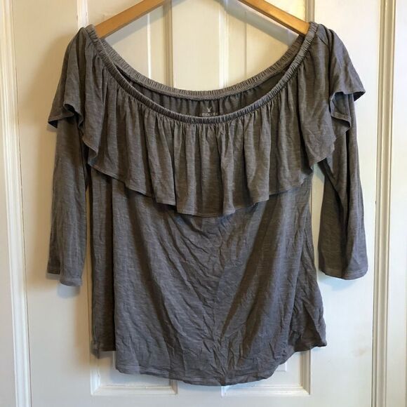 American eagle grey ruffle top - Picture 1 of 4
